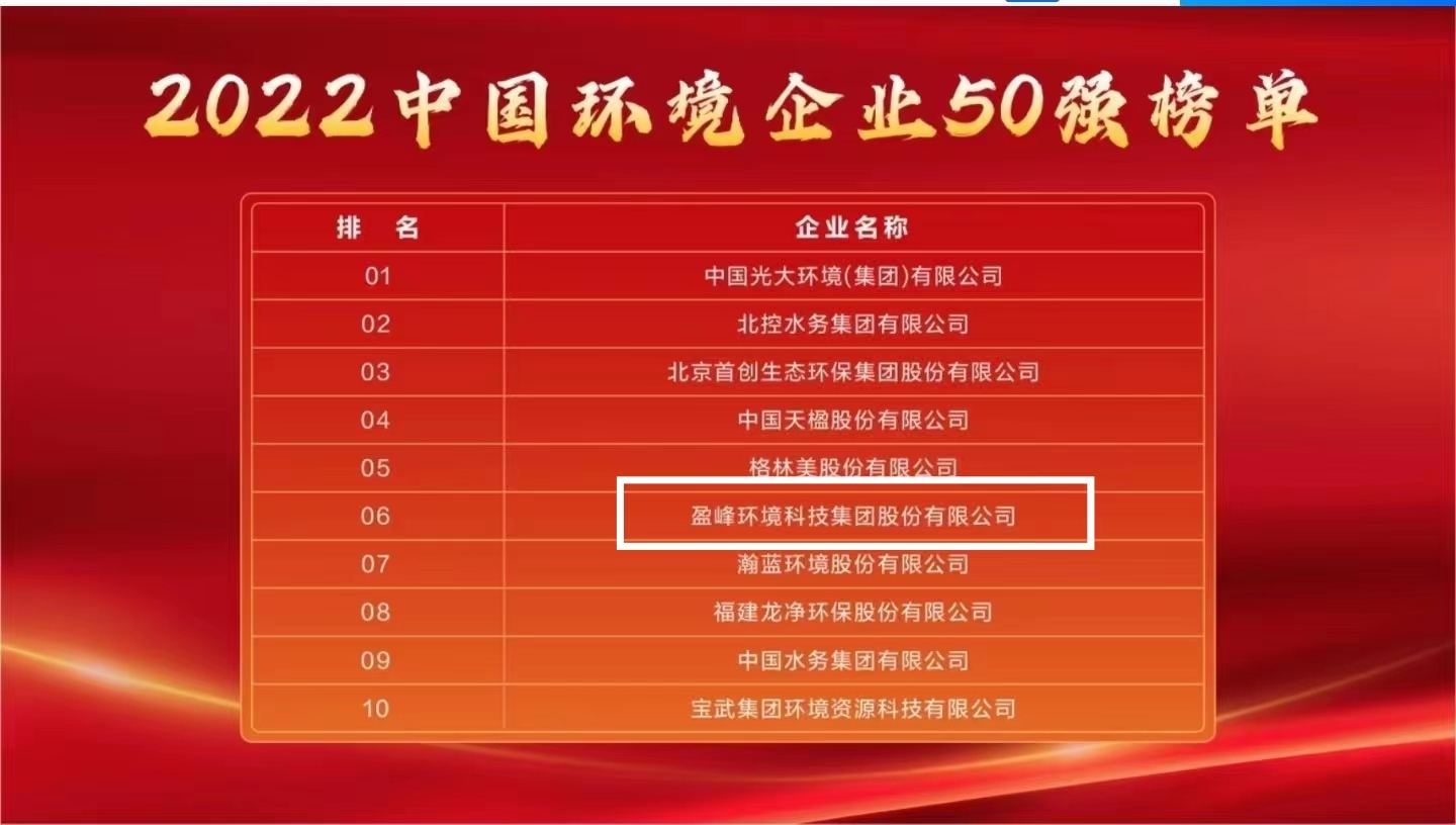 好博環(huán)境連續(xù)5年榮登“中國環(huán)境企業(yè)50強”榜單